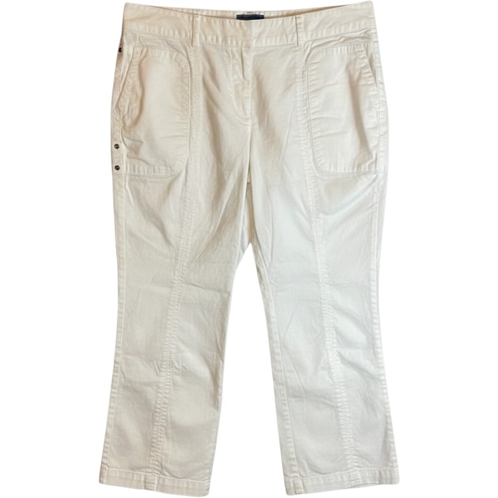 Simply Vera Vera Wang Womens White Cropped Pants Size‎ 16 Patch Pocket Trousers